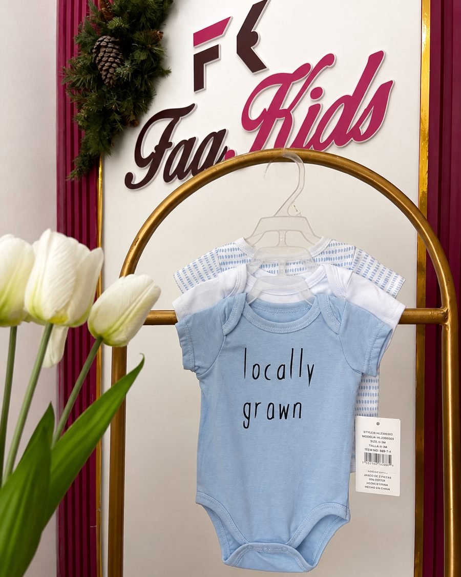 Baby Boy Bodysuit Set — 3 Pieces (Blue)