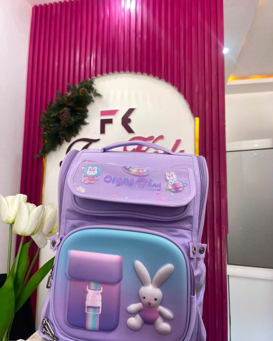 School Backpack — Lilac Bunny