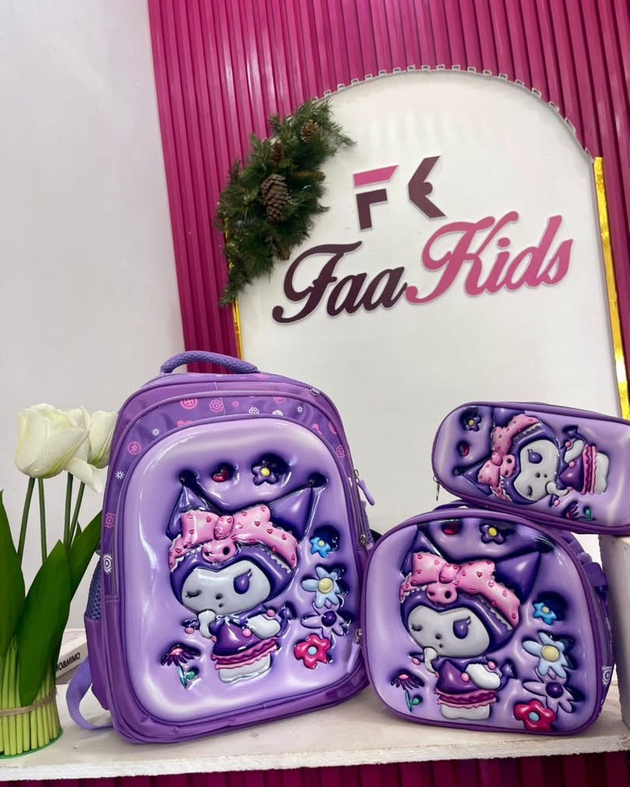 3-Piece Backpack Set — Purple Character