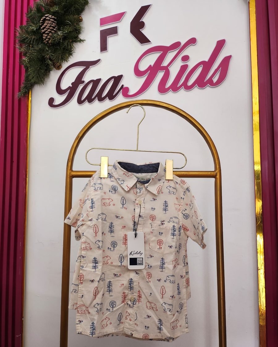 Boys' Animal Print Shirt & Shorts Set — Cream