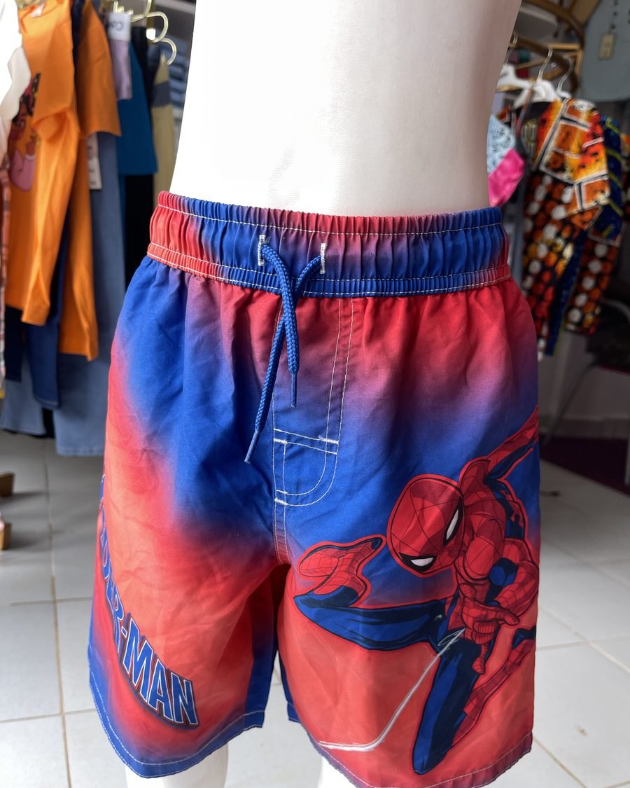 Boys' Beach Shorts — Red & Blue Print