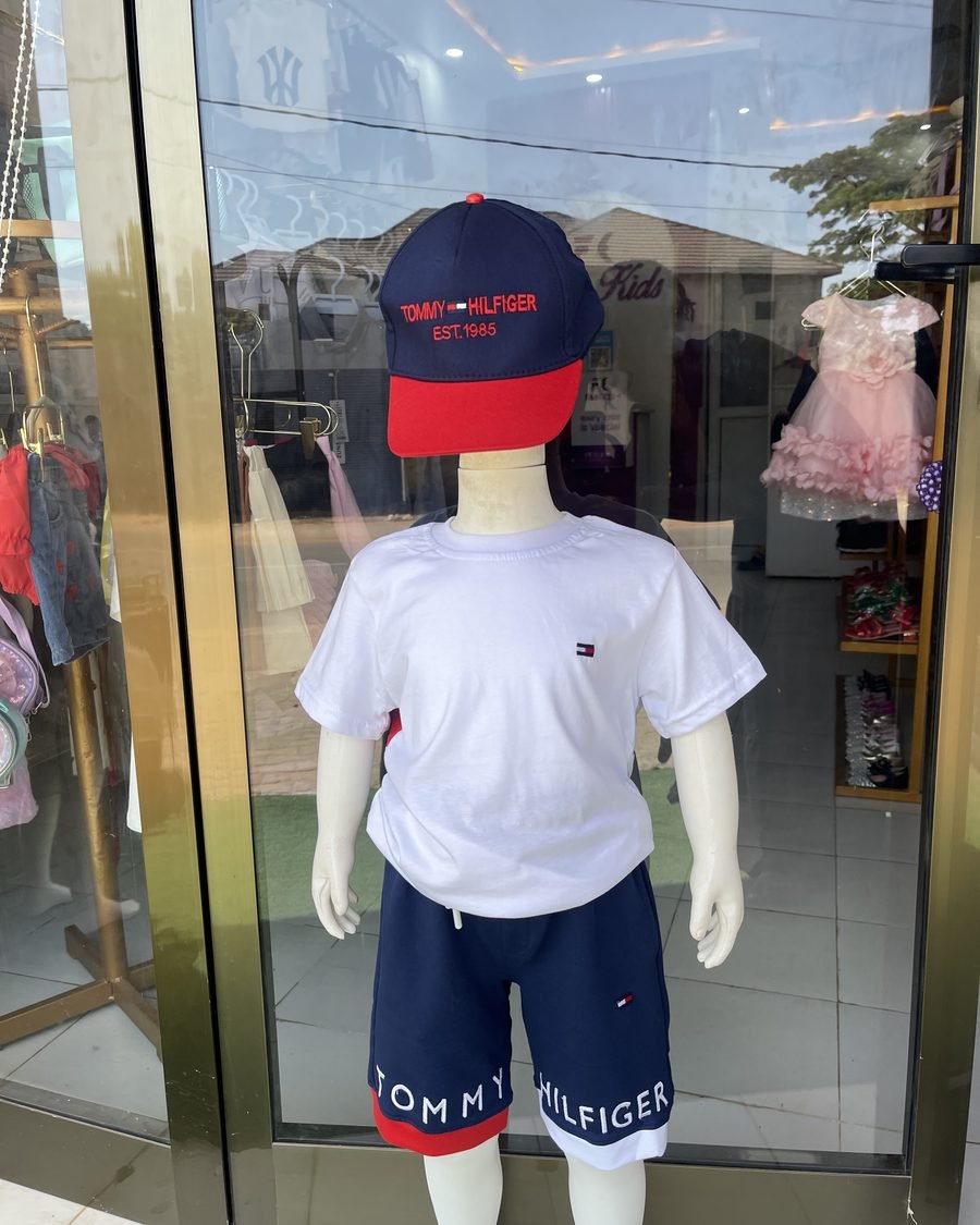 Boys' Flag Tee & Shorts Set — White & Navy