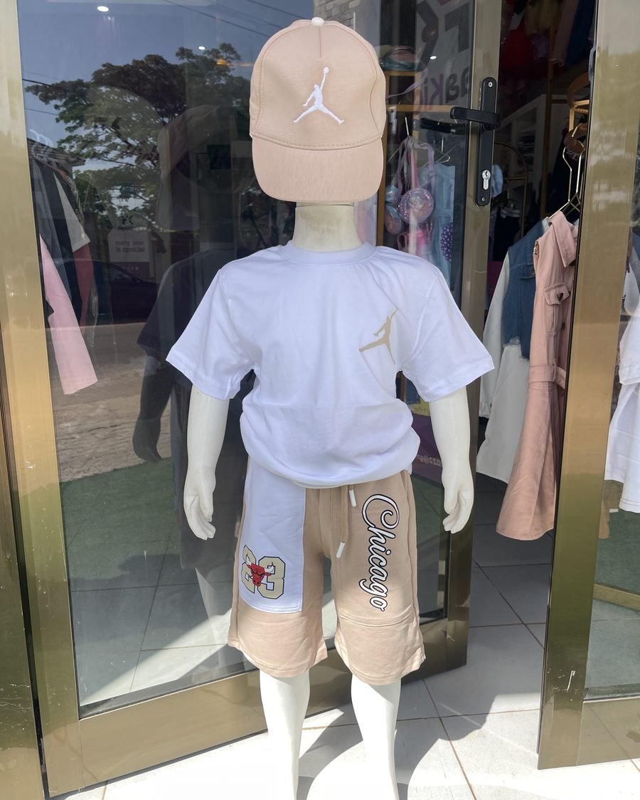Boys' Graphic Tee & Shorts Set — White & Tan