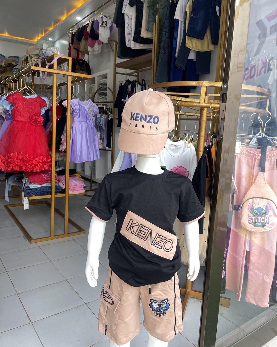 Boys' Logo Tee & Shorts Set — Tan & Black