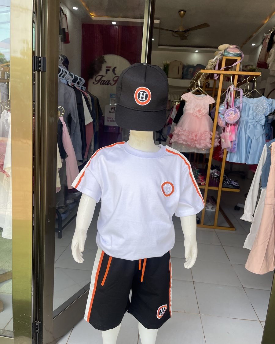 Boys' Polo & Shorts Set — White & Black