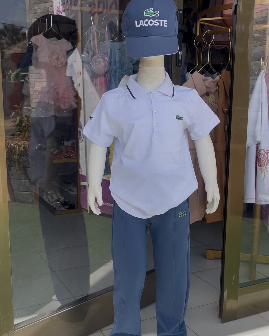 Boys' Polo & Trousers Set — White & Blue