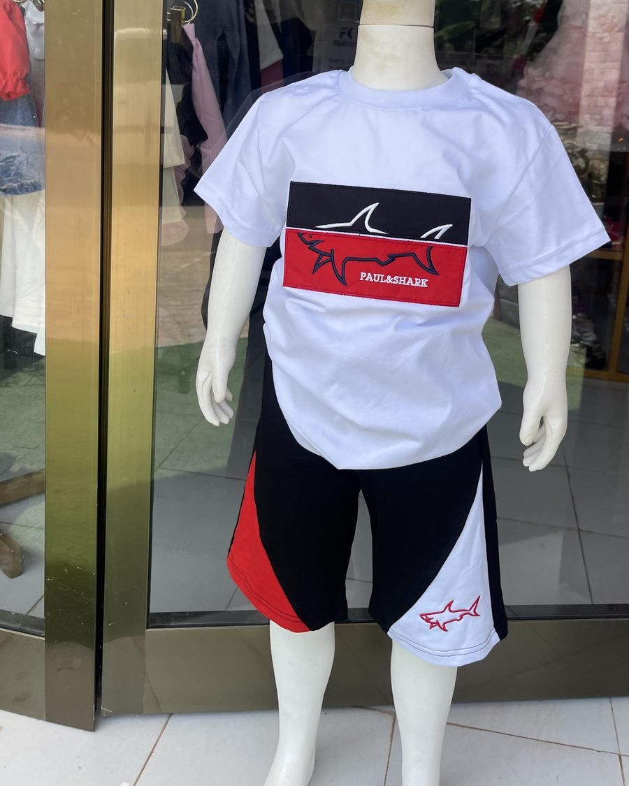 Boys' Smart Tee & Shorts Set — White & Black