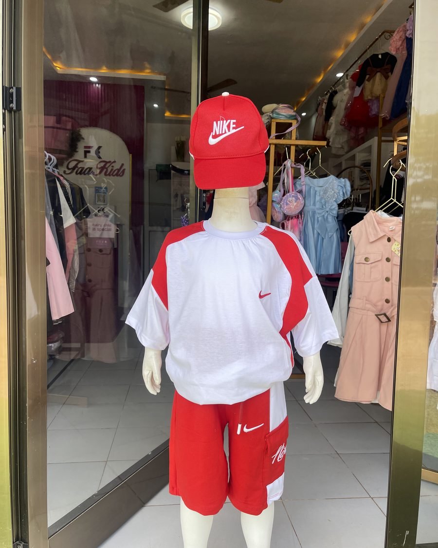 Boys' Sporty Tee & Shorts Set — White & Red