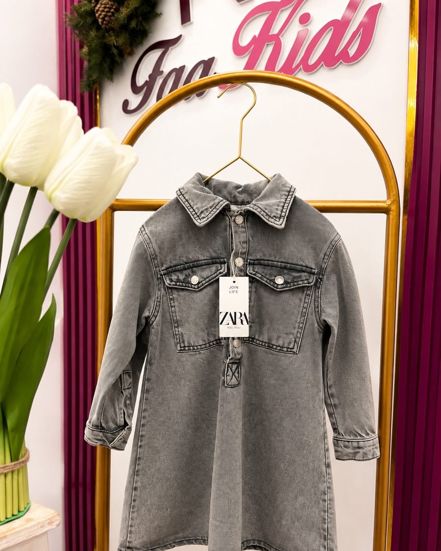 Girls' Collared Coat Dress — Grey