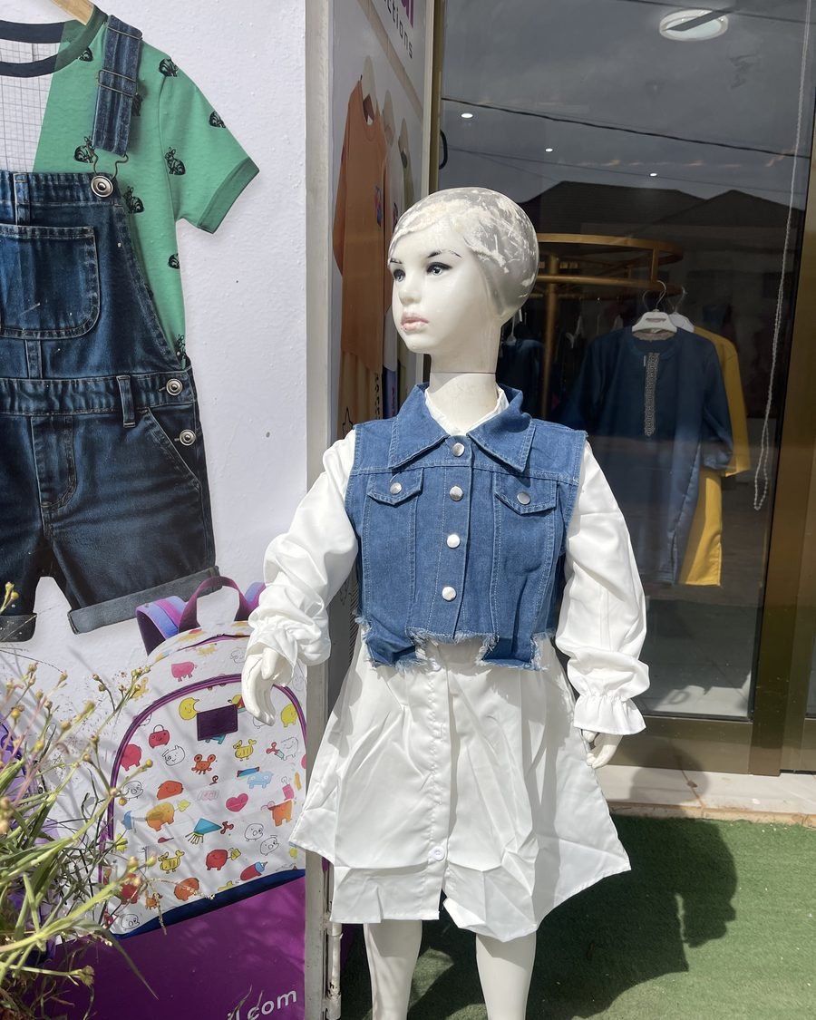 Girls' Denim Jacket & Skirt Set — White