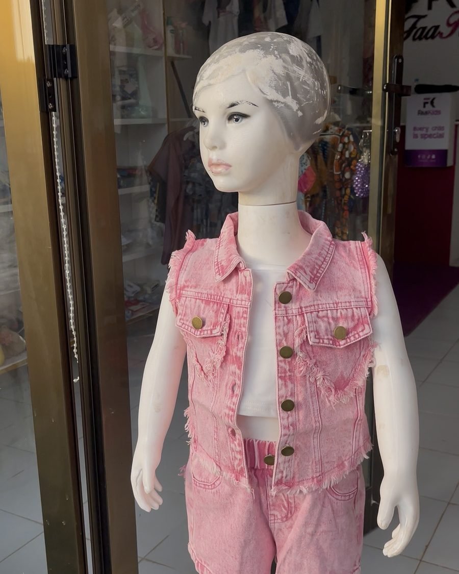 Girls' Denim Pinafore Dress — Pink
