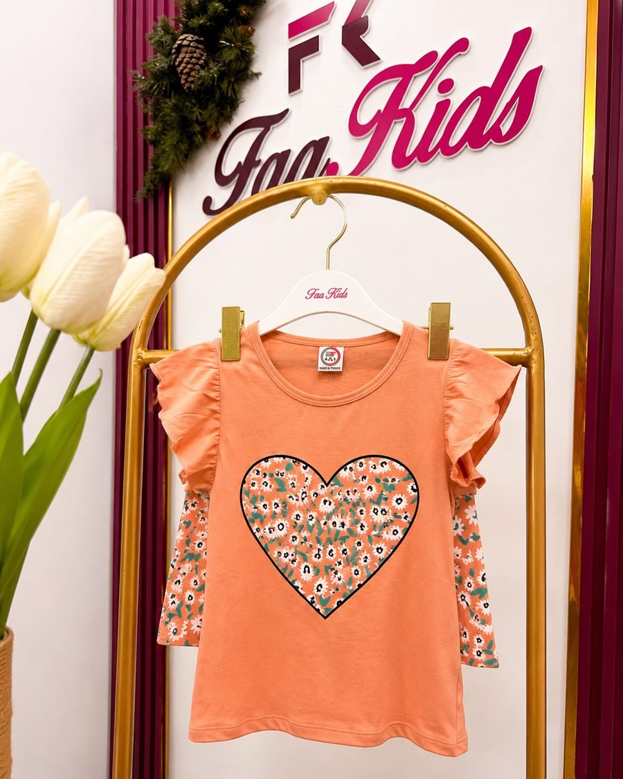 Girls' Heart Tee & Shorts Set — Orange