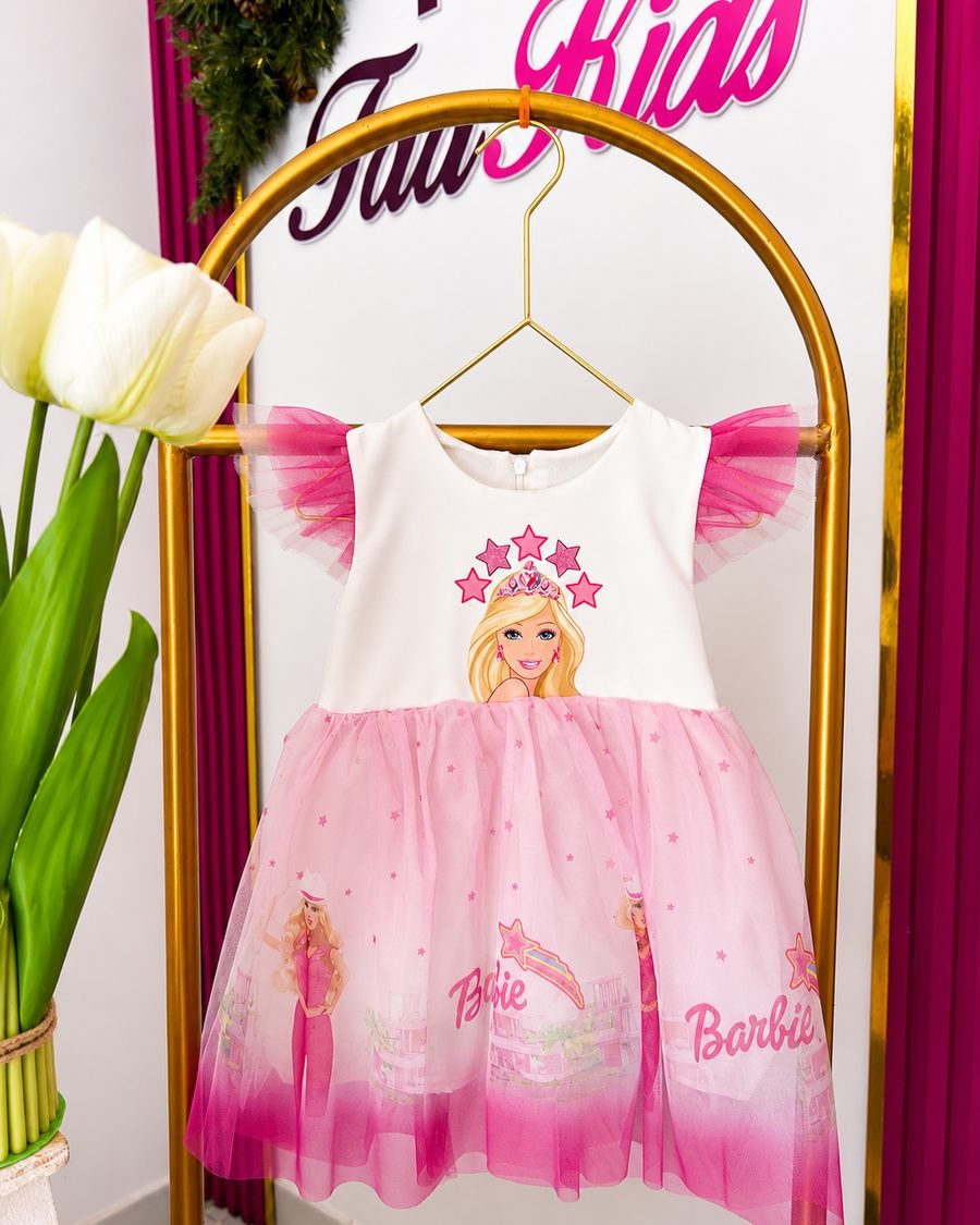 Girls' Party Dress — White & Pink