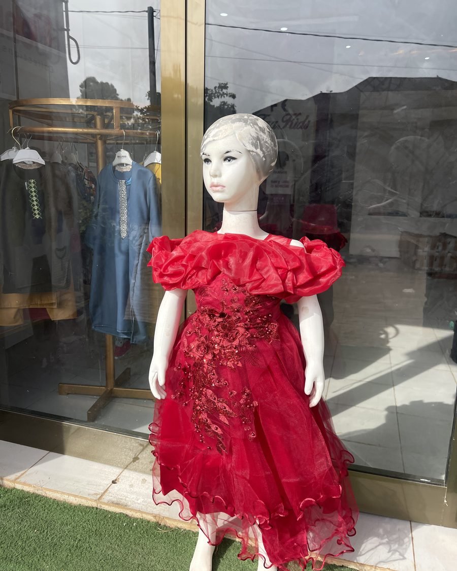 Girls' Ruffle Party Gown — Red, Blue & Pink