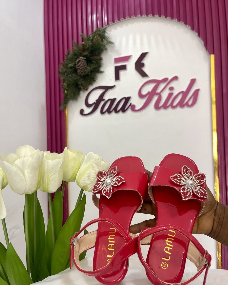 Girls' Short Heels — Green, Gold & Red