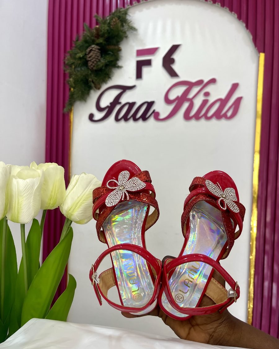 Girls' Short Heels — Red, Silver, Black & Green