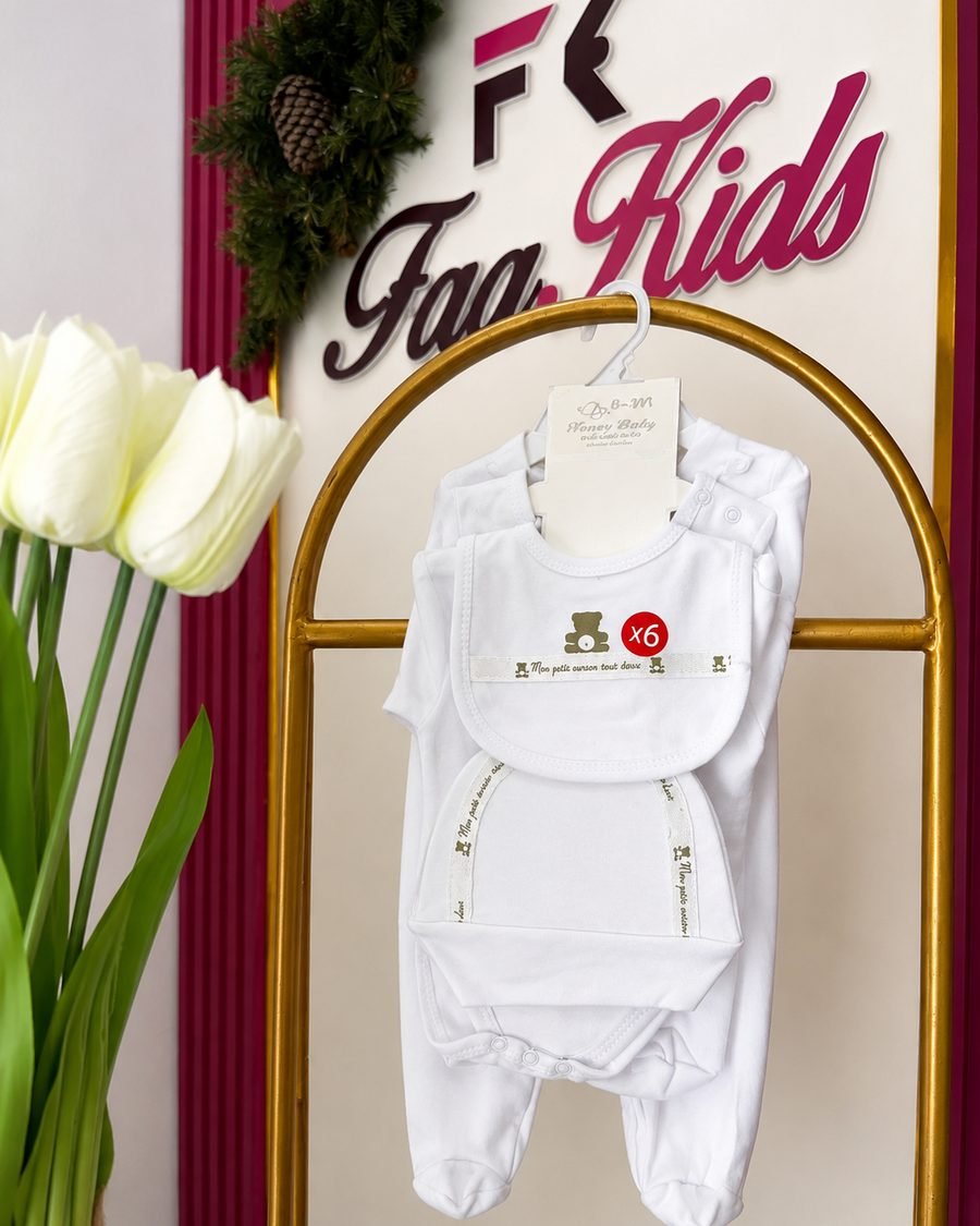 Unisex Baby Set — 6 Pieces (White)